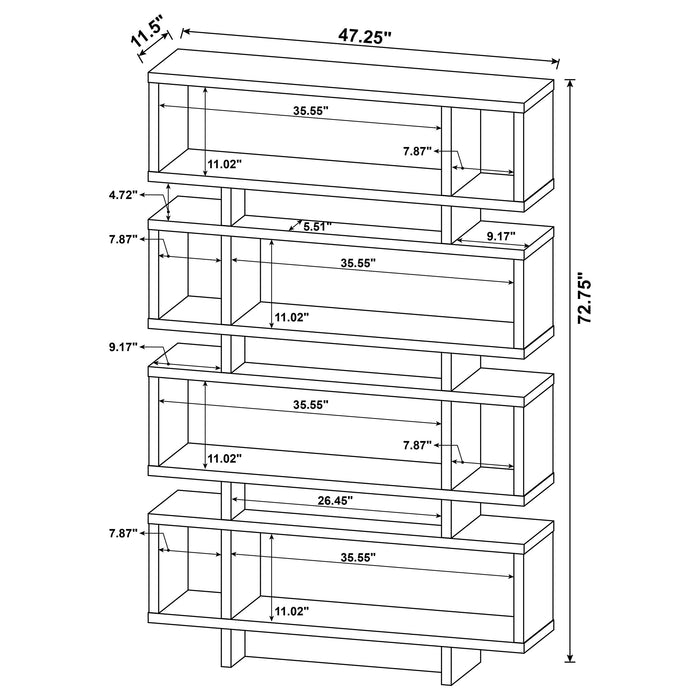 Coaster Reid 4-tier Open Back Bookcase White Default Title