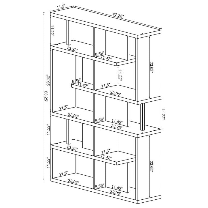 Coaster Hoover 5-tier Bookcase Black and Chrome Default Title