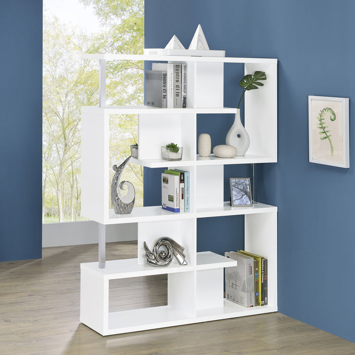 Coaster Hoover 5-tier Bookcase White and Chrome Default Title