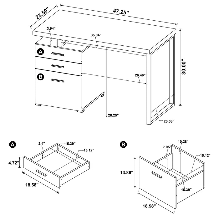 Coaster Brennan 3-drawer Office Desk White Default Title