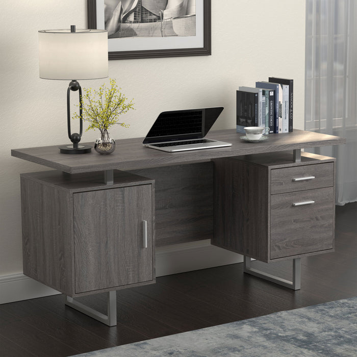 Coaster Lawtey Floating Top Office Desk Weathered Grey Default Title