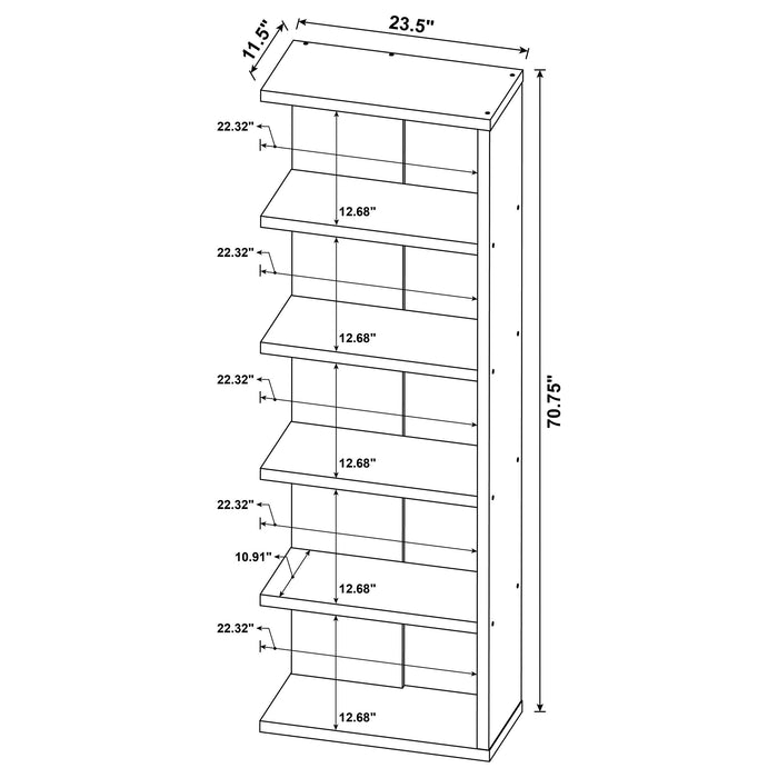 Coaster Harrison 5-tier Bookcase Weathered Grey Default Title