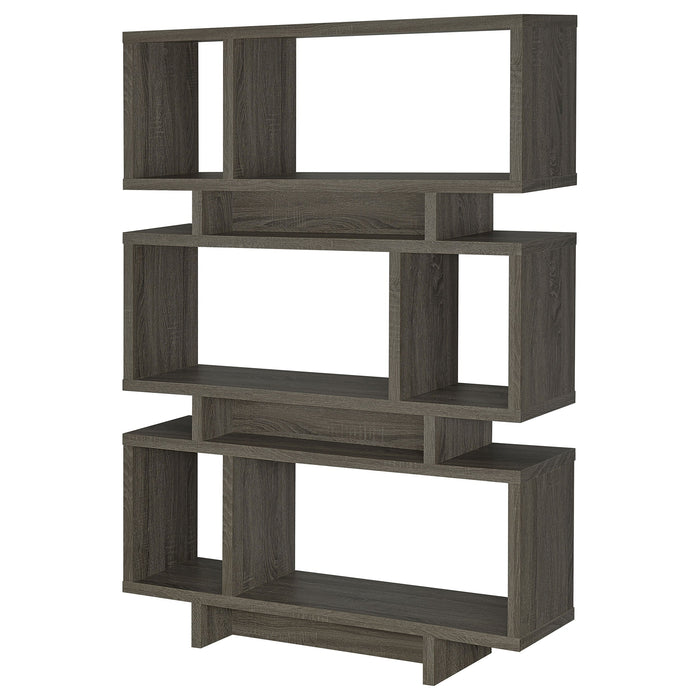 Coaster Reid 3-tier Geometric Bookcase Weathered Grey Default Title