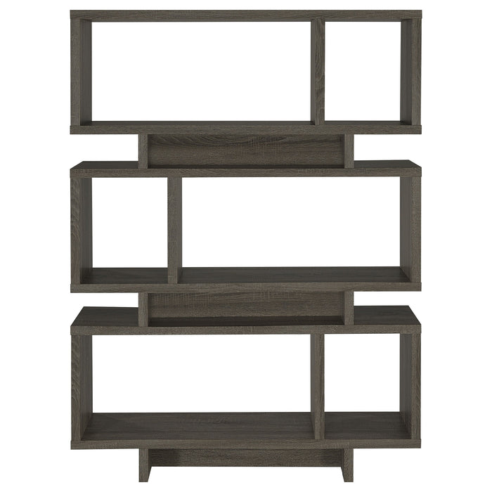 Coaster Reid 3-tier Geometric Bookcase Weathered Grey Default Title