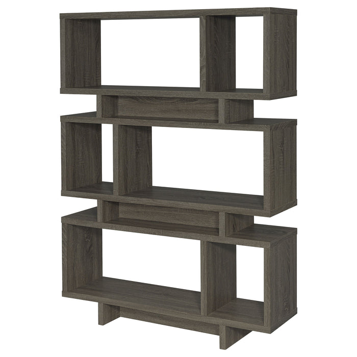 Coaster Reid 3-tier Geometric Bookcase Weathered Grey Default Title