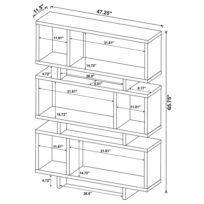 Coaster Reid 3-tier Geometric Bookcase Weathered Grey Default Title