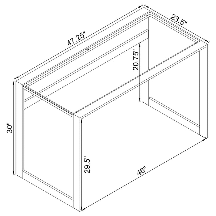 Coaster Hartford Glass Top Writing Desk Chrome Default Title