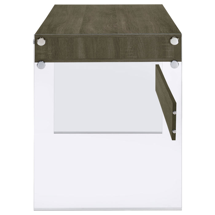 Coaster Dobrev 2-drawer Writing Desk Weathered Grey and Clear Default Title