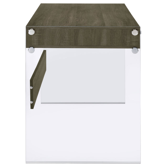 Coaster Dobrev 2-drawer Writing Desk Weathered Grey and Clear Default Title