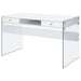 Coaster Dobrev 2-drawer Writing Desk Glossy White and Clear Default Title