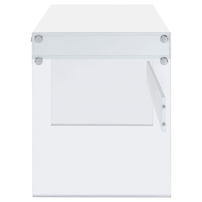 Coaster Dobrev 2-drawer Writing Desk Glossy White and Clear Default Title