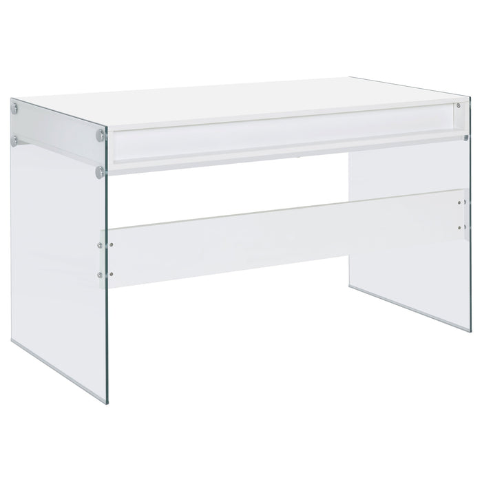 Coaster Dobrev 2-drawer Writing Desk Glossy White and Clear Default Title