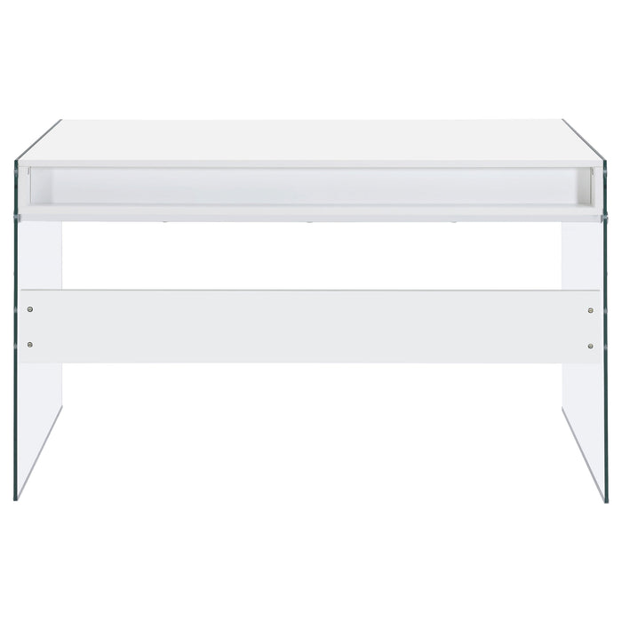 Coaster Dobrev 2-drawer Writing Desk Glossy White and Clear Default Title