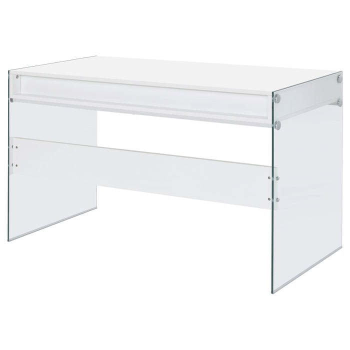 Coaster Dobrev 2-drawer Writing Desk Glossy White and Clear Default Title