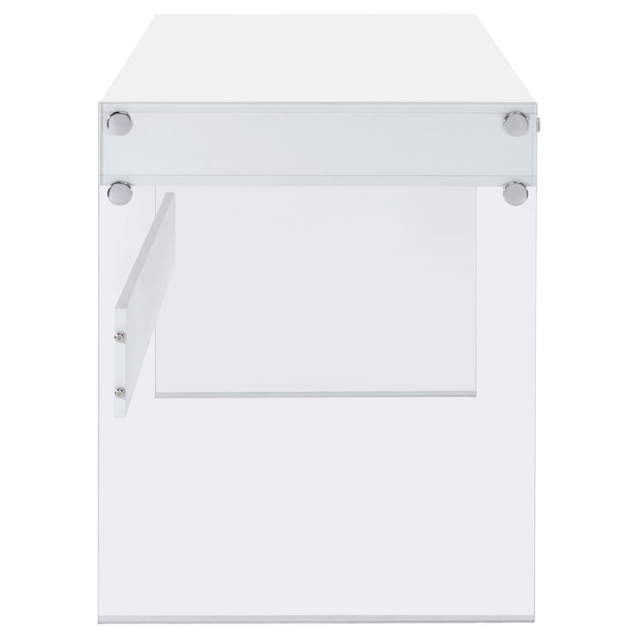 Coaster Dobrev 2-drawer Writing Desk Glossy White and Clear Default Title