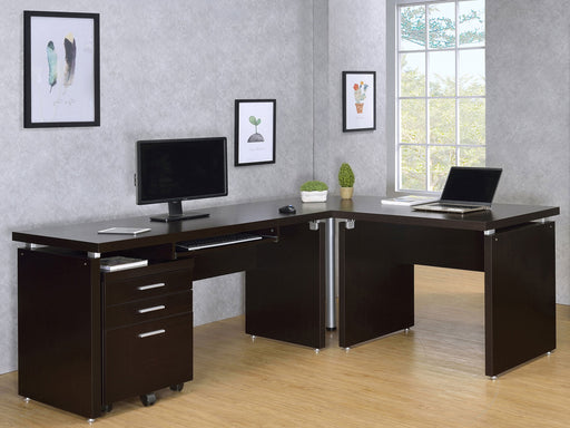 Coaster Skylar 2-piece Home Office Set L-Shape Desk with File Cabinet Cappuccino Default Title