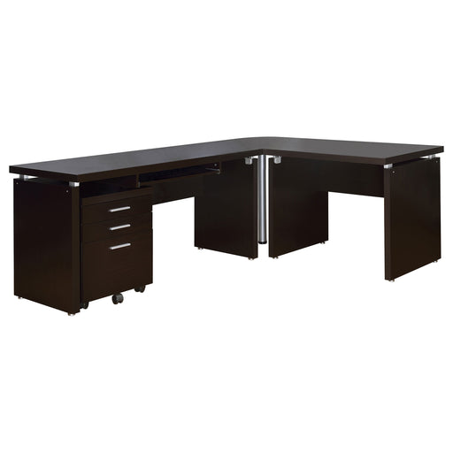 Coaster Skylar 2-piece Home Office Set L-Shape Desk with File Cabinet Cappuccino Default Title