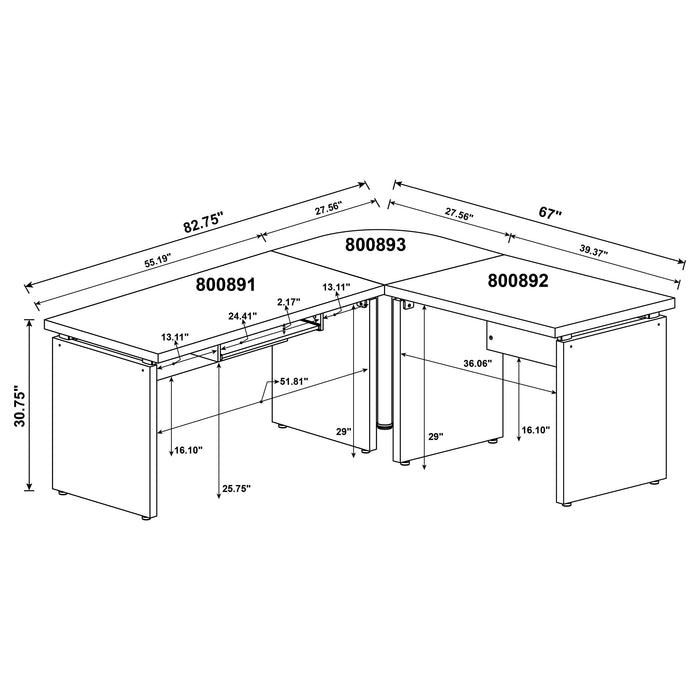 Coaster Skylar Engineered Wood L-Shape Computer Desk Cappuccino Default Title