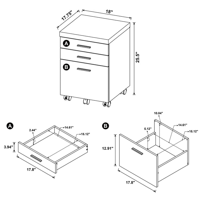 Coaster Skylar 3-drawer Mobile File Cabinet Cappuccino Default Title