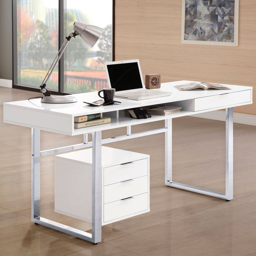 Coaster Whitman 4-drawer Writing Desk Glossy White Default Title