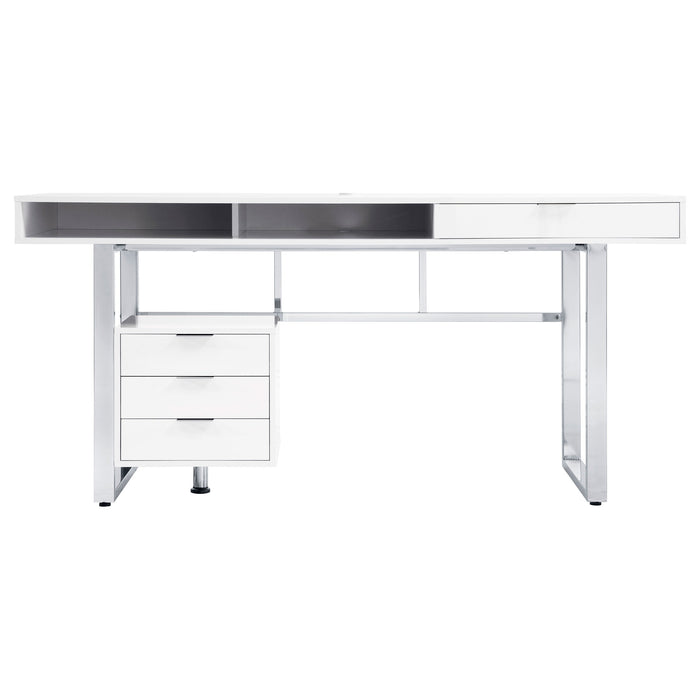 Coaster Whitman 4-drawer Writing Desk Glossy White Default Title