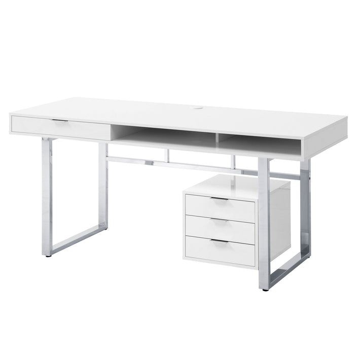 Coaster Whitman 4-drawer Writing Desk Glossy White Default Title