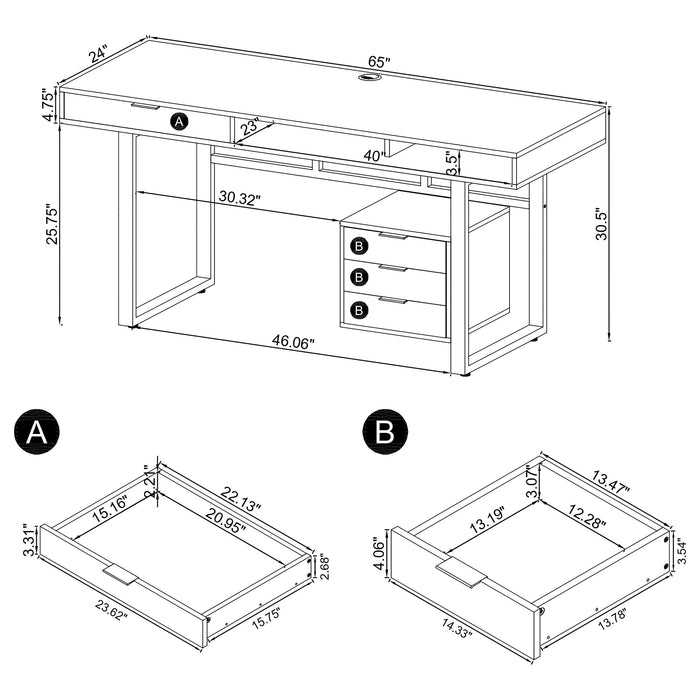 Coaster Whitman 4-drawer Writing Desk Glossy White Default Title