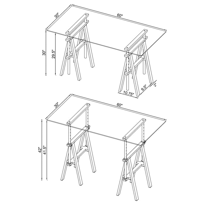 Coaster Statham Glass Top Adjustable Writing Desk Clear and Chrome Default Title