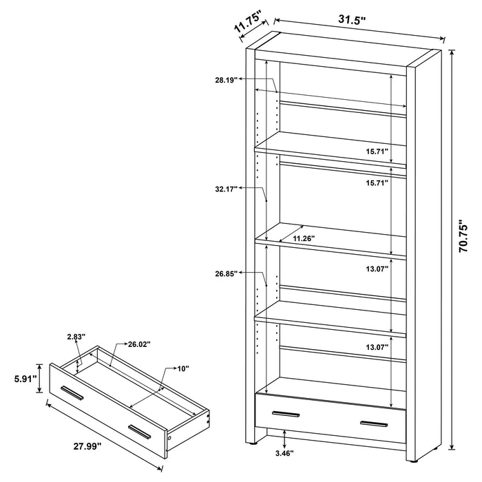 Coaster Skylar 5-shelf Bookcase with Storage Drawer Cappuccino Default Title