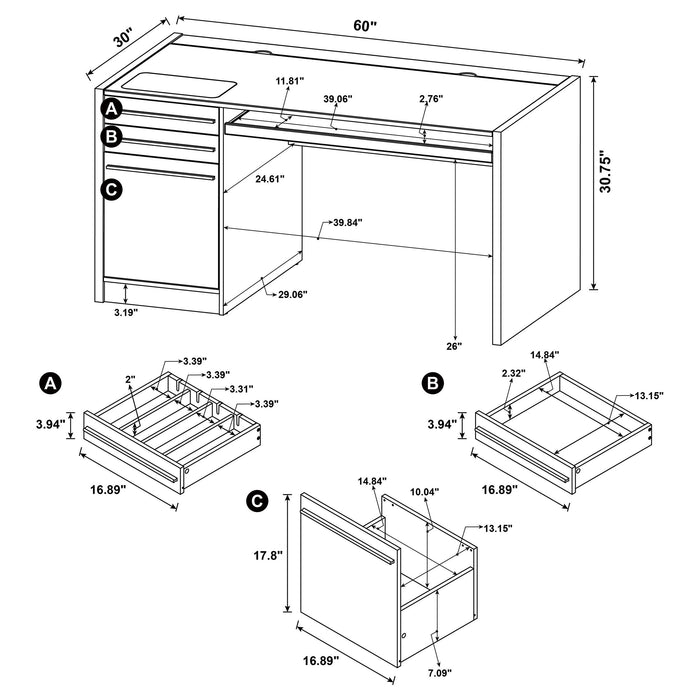 Coaster Halston 3-drawer Connect-it Office Desk Cappuccino Default Title