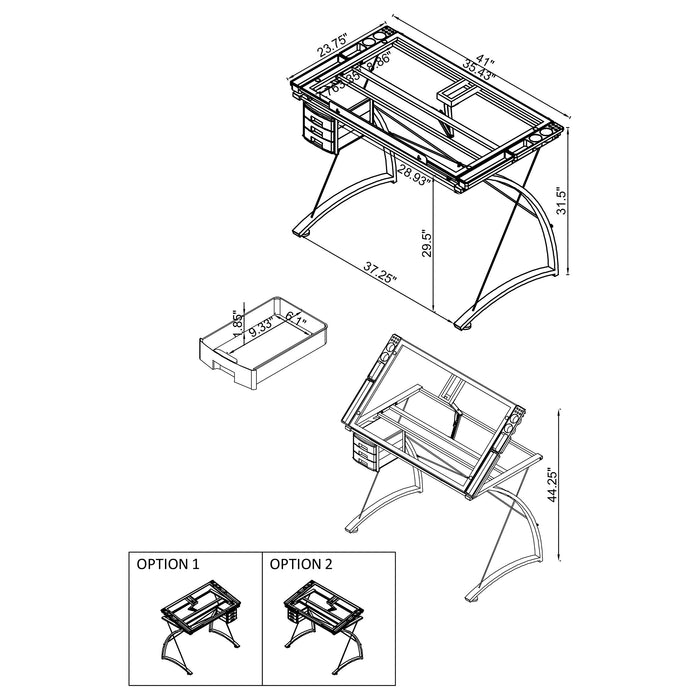 Coaster Melo 3-Drawer Drafting Desk Champagne Default Title