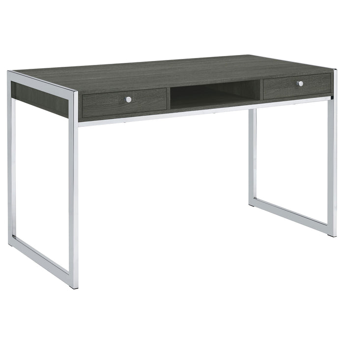 Coaster Wallice 2-drawer Writing Desk Weathered Grey and Chrome Default Title