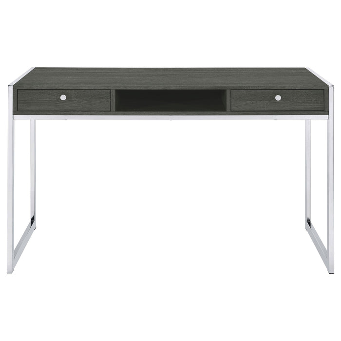 Coaster Wallice 2-drawer Writing Desk Weathered Grey and Chrome Default Title