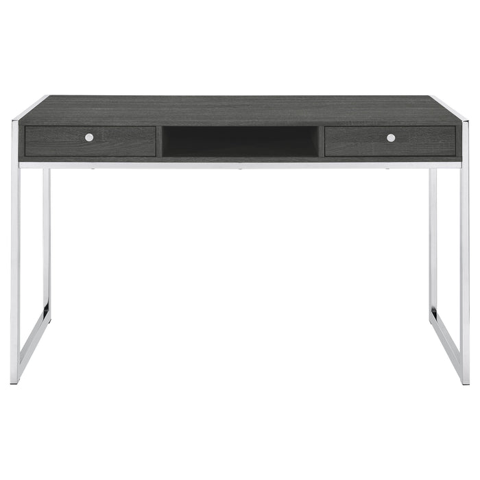 Coaster Wallice 2-drawer Writing Desk Weathered Grey and Chrome Default Title