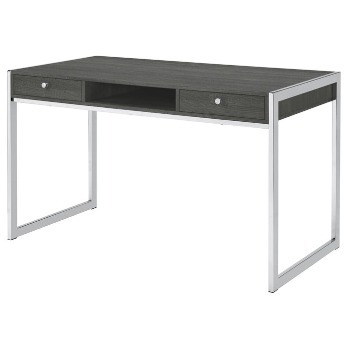 Coaster Wallice 2-drawer Writing Desk Weathered Grey and Chrome Default Title