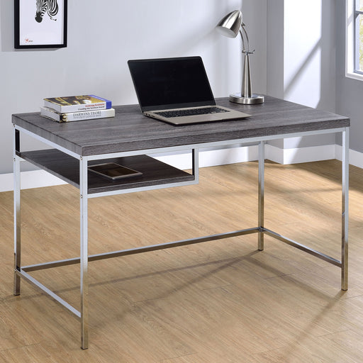 Coaster Kravitz Rectangular Writing Desk Weathered Grey and Chrome Default Title