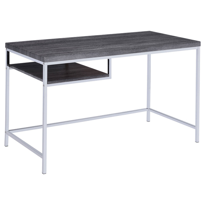 Coaster Kravitz Rectangular Writing Desk Weathered Grey and Chrome Default Title