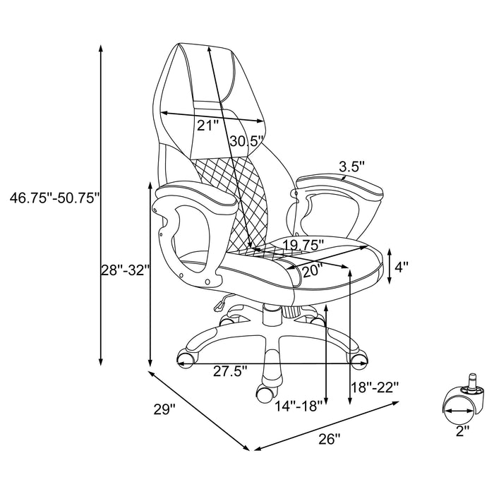 Coaster Bruce Adjustable Height Office Chair Black and Silver Default Title