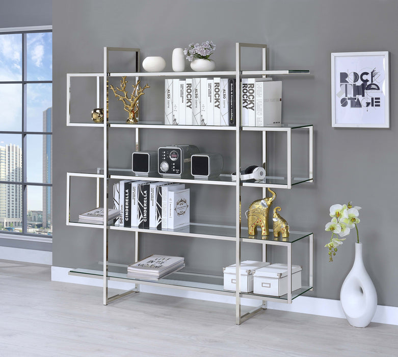 Coaster Elmer 5-shelf Bookcase Chrome and Clear Default Title