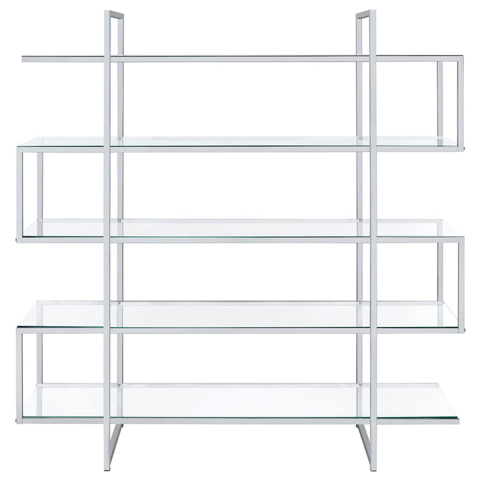 Coaster Elmer 5-shelf Bookcase Chrome and Clear Default Title