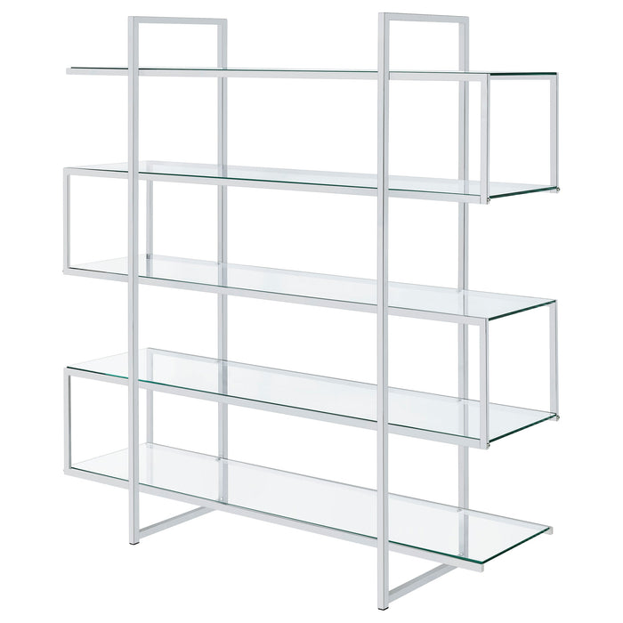 Coaster Elmer 5-shelf Bookcase Chrome and Clear Default Title