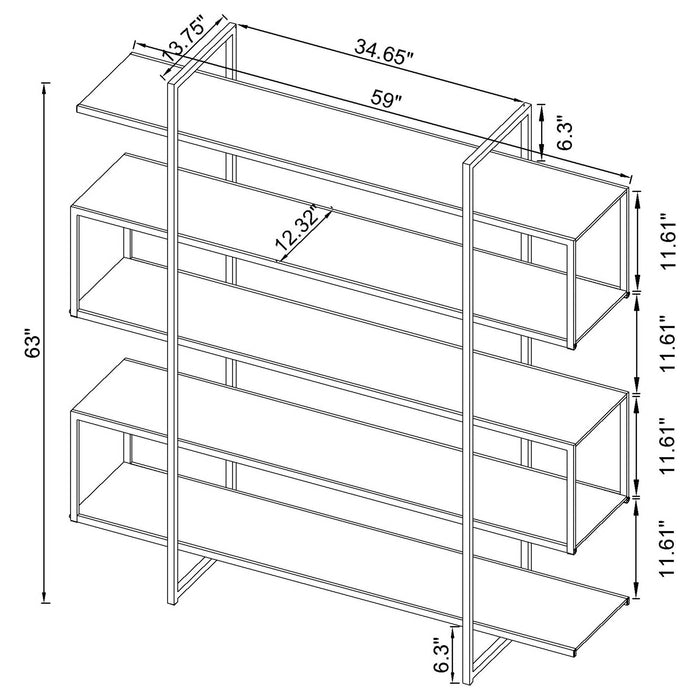 Coaster Elmer 5-shelf Bookcase Chrome and Clear Default Title