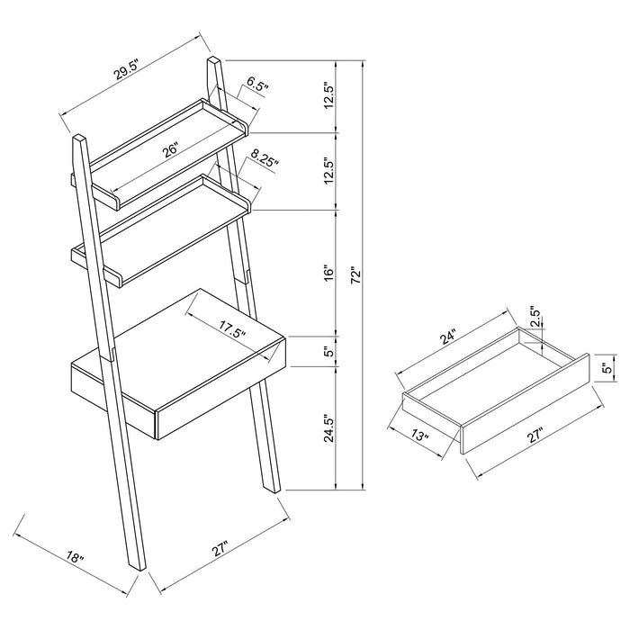 Coaster Colella 2-shelf Writing Ladder Desk Cappuccino Default Title