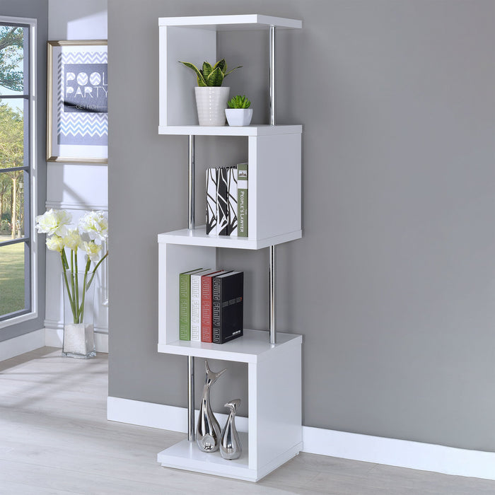 Coaster Baxter 4-shelf Bookcase White and Chrome Default Title