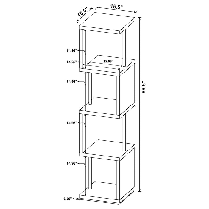 Coaster Baxter 4-shelf Bookcase Black and Chrome Default Title