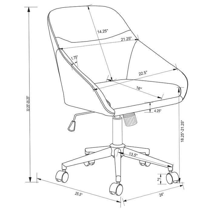 Coaster Jackman Upholstered Office Chair with Casters Default Title