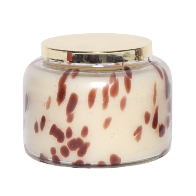 5" 22 Oz Cinnamon Speckle Glass Lid Candle, Brown