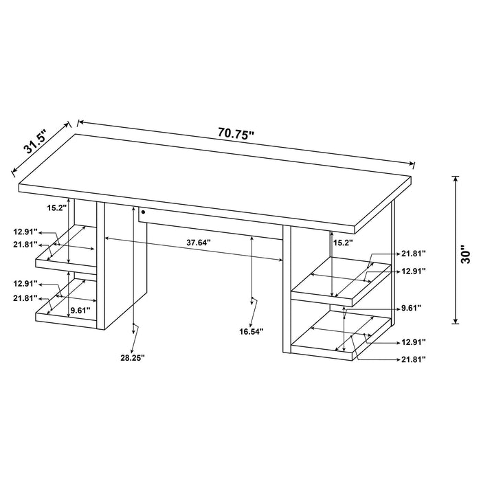 Coaster Alice Writing Desk White with Open Shelves