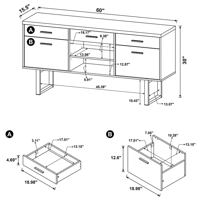 Coaster Lawtey 5-drawer Credenza with Adjustable Shelf Cappuccino Default Title