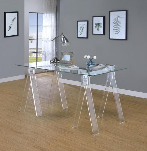 Coaster Amaturo Writing Desk with Glass Top Clear Default Title